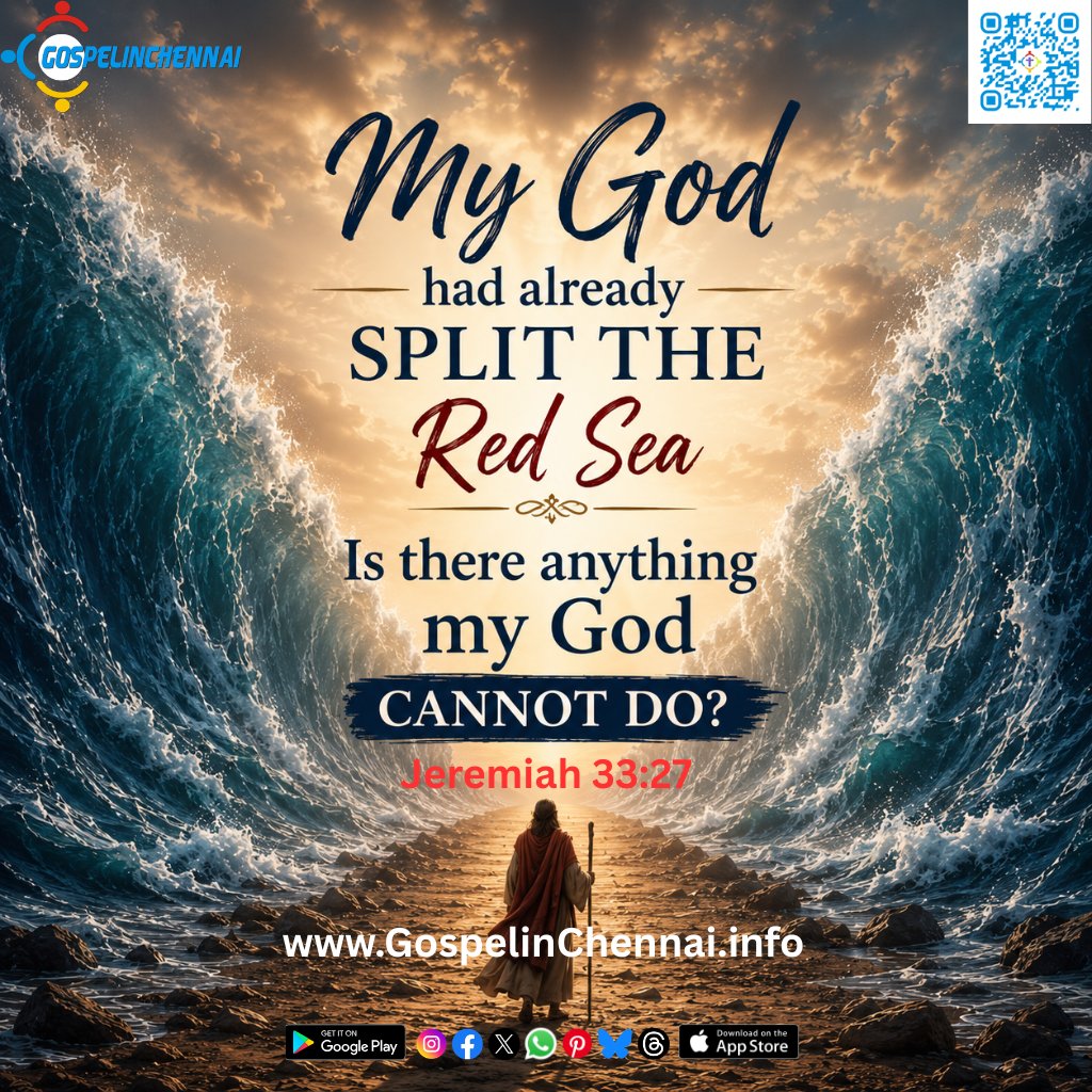 GospelinChennai's tweet photo. Monday Motivation - Jeremiah 33:27 #GospelinChennai #Gospel #Chennai #Monday #Motivation #MondayMotivation #Notalone #Bible #Bibleverse #Promise #GospelinChennaiMondayMotivation #split #redsea #myGod https://t.co/MOr4U09Jqs