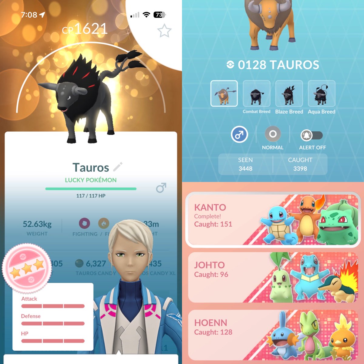 PugzPoGo's tweet photo. 💯 100% IV TAUROS FINALLY! AND KANTO FULLY COMPLETED! 😤
Of COURSE It Ended Up Being Paldea Form 😂 (3000+ Trades) https://t.co/qr2dqf3QcS