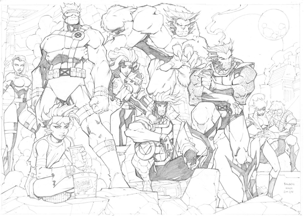 mikebowdenart's tweet photo. X-Men 11 Jim Lee splash recreation. Hope you guys enjoy it. Also how did I not see Jubilees ‘Homage’ popcorn bucket before 😅 #xmen97 https://t.co/49PhQCnfHb