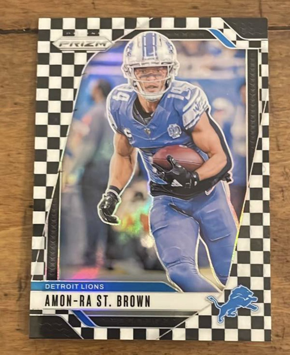 BlakesCards42's tweet photo. @RSJRsteel @SOMDBreakers 🏈 AMON-RA ST. BROWN 🏈

#95 Amon-Ra St. Brown 2024 Panini Prizm - Black and White Checker

💵 $10
✉️ $1 PWE | 📦 $5 BMWT
PayPal G&amp;S accepted, Venmo Available
DM or comment to claim! Open to offers, willing to stack! https://t.co/Igjk8KyTJk