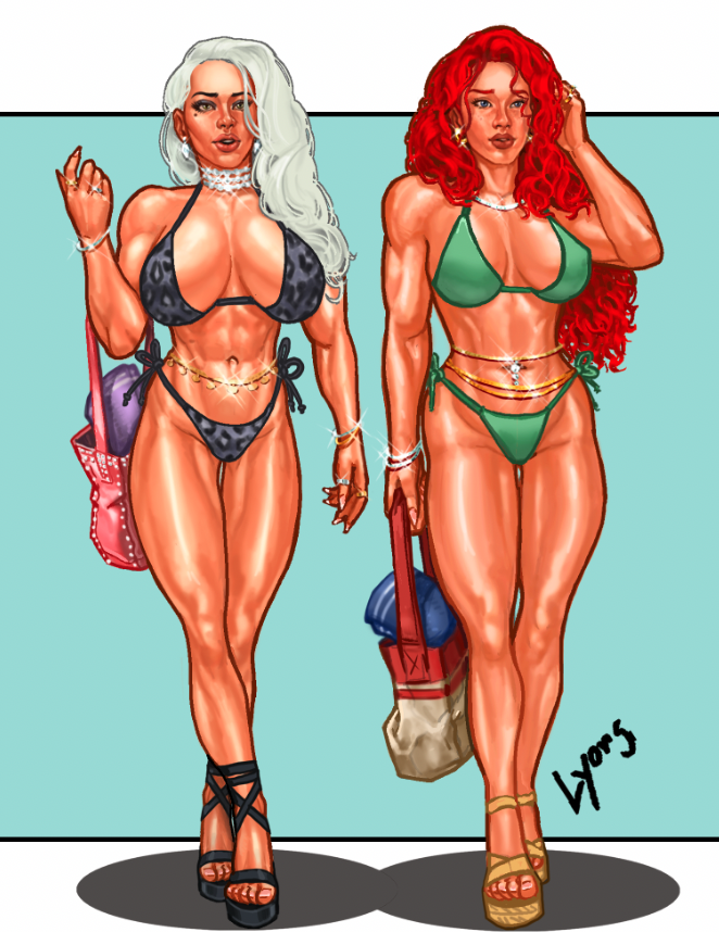 ScottLyonsPinup's tweet photo. Felicia and Mary Jane progress. 

Halfway done this piece! Next up is the two three quarter figure portraits on either side https://t.co/JvgpUsYxRD
