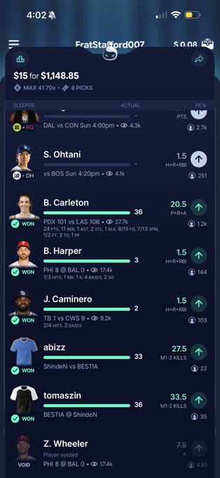 erickeck9's tweet photo. @DKSports Sleeper voided Wheeler and many others did as well. https://t.co/Plh3lkaTq5