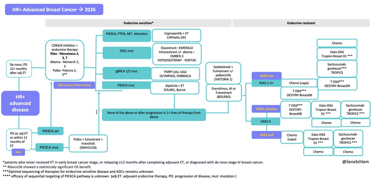 IlanaSchlam's tweet photo. With 6 FDA approvals in breast cancer already in 2026, it was time to update the breast cancer treatment algorithms. It's a great problem to have when innovation is moving so fast that it's hard to keep up   #bcsm @OncoAlert  @DFCI_BreastOnc https://t.co/9cO6pzxddO