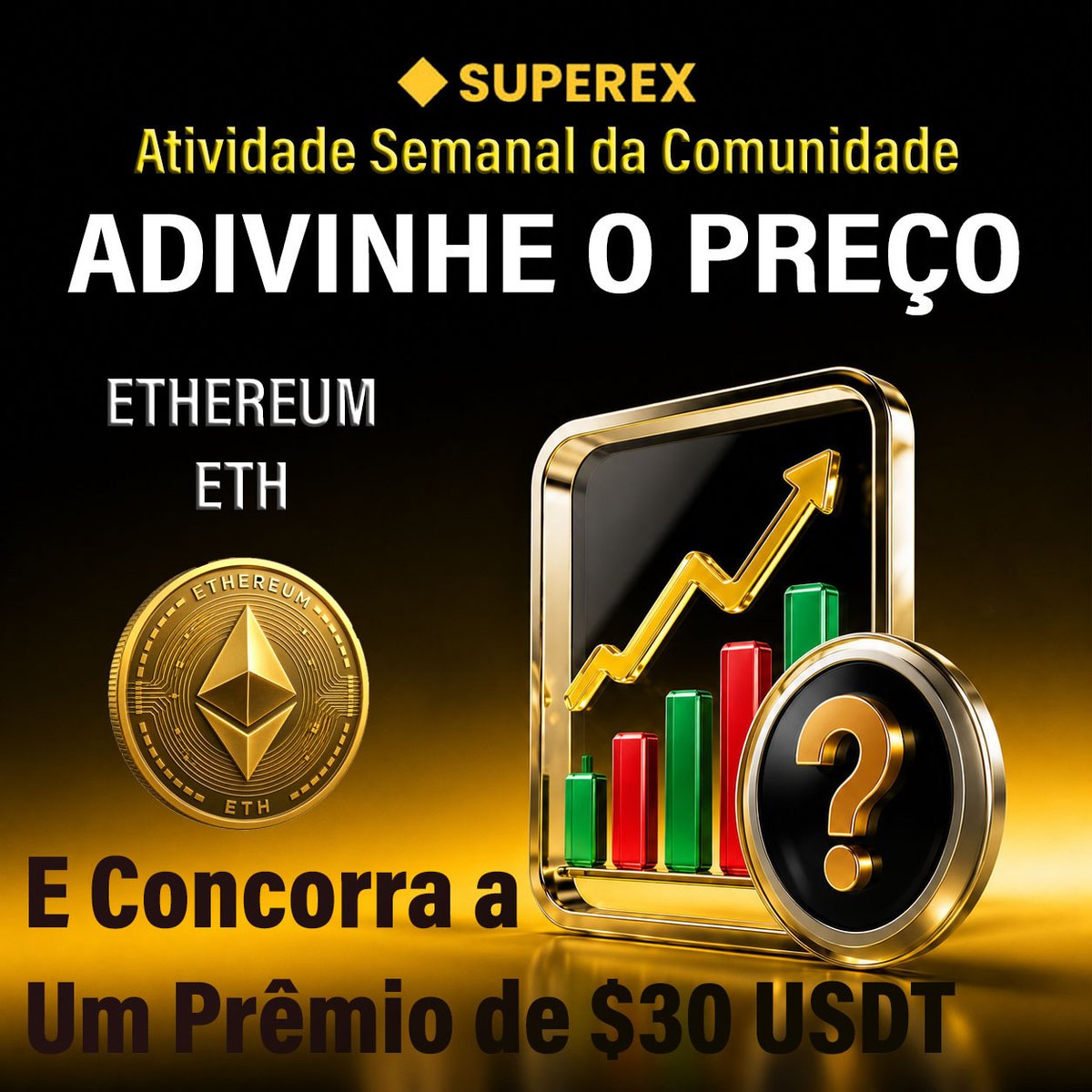 SuperexBrazil's tweet photo. 📈 ATIVIDADE SEMANAL SUPEREX: 

🔮Adivinhe o Preço🔮

👉 Adivinhe o preço do ETHEREUM (ETH)  – os palpites mais próximos ganham 30 USDT para 3 sortudos!

❗️Como participar:

1️⃣Envie sua resposta até 06/08
2️⃣Siga @SuperexBrazil, Retuite e marque 3 amigos
3️⃣Deixe seu UID https://t.co/Tl7HQKckN9