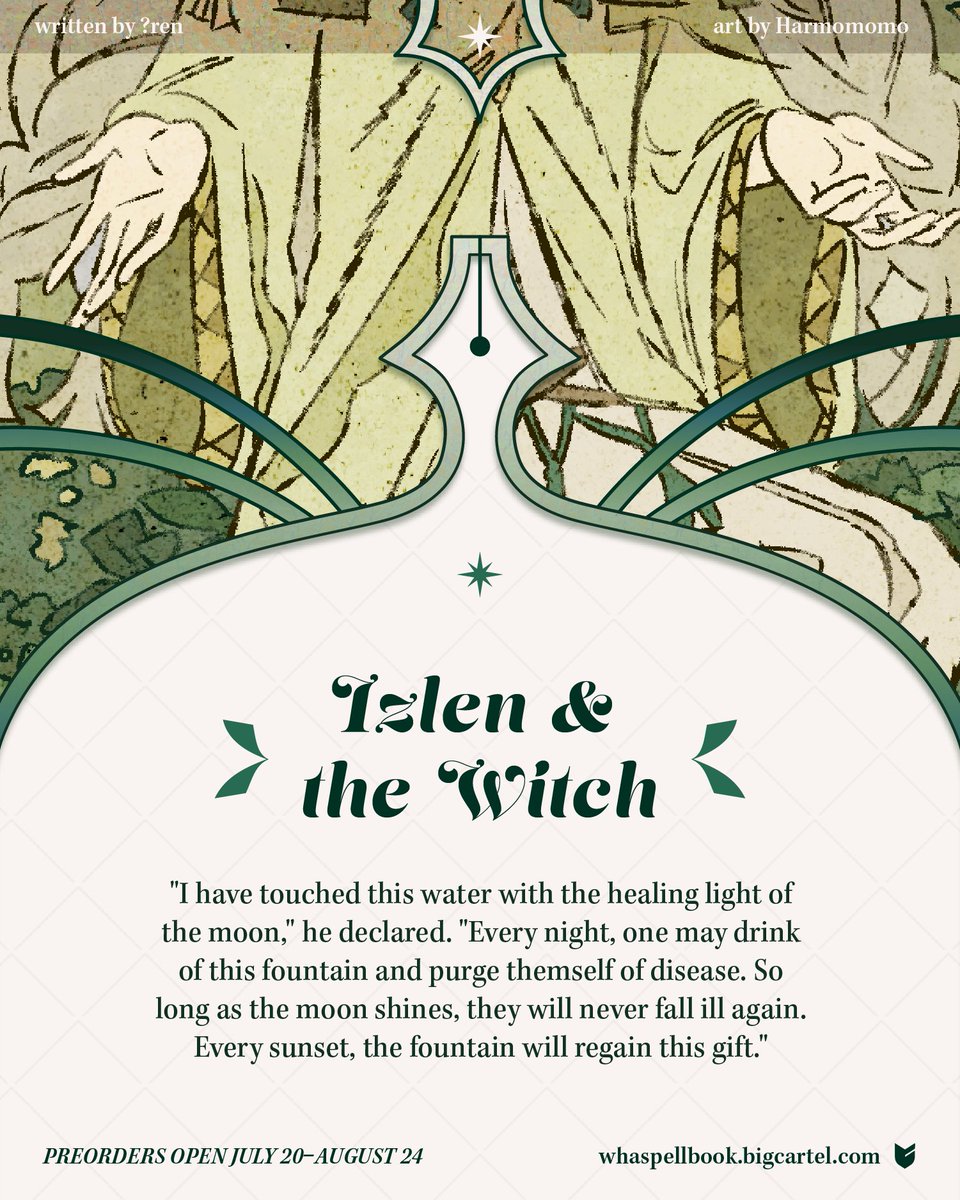 harmomomo's tweet photo. Very happy to be a part of @whaspellbook!
I illustrated the story for @chromathesia and @chaasiu. Here's a preview of my work!

Preorders open until Aug 24!
https://t.co/WZpNMcVnbk 
#WHA #Δ帽子 #WitchHatAtelier https://t.co/ECldwdaeiZ