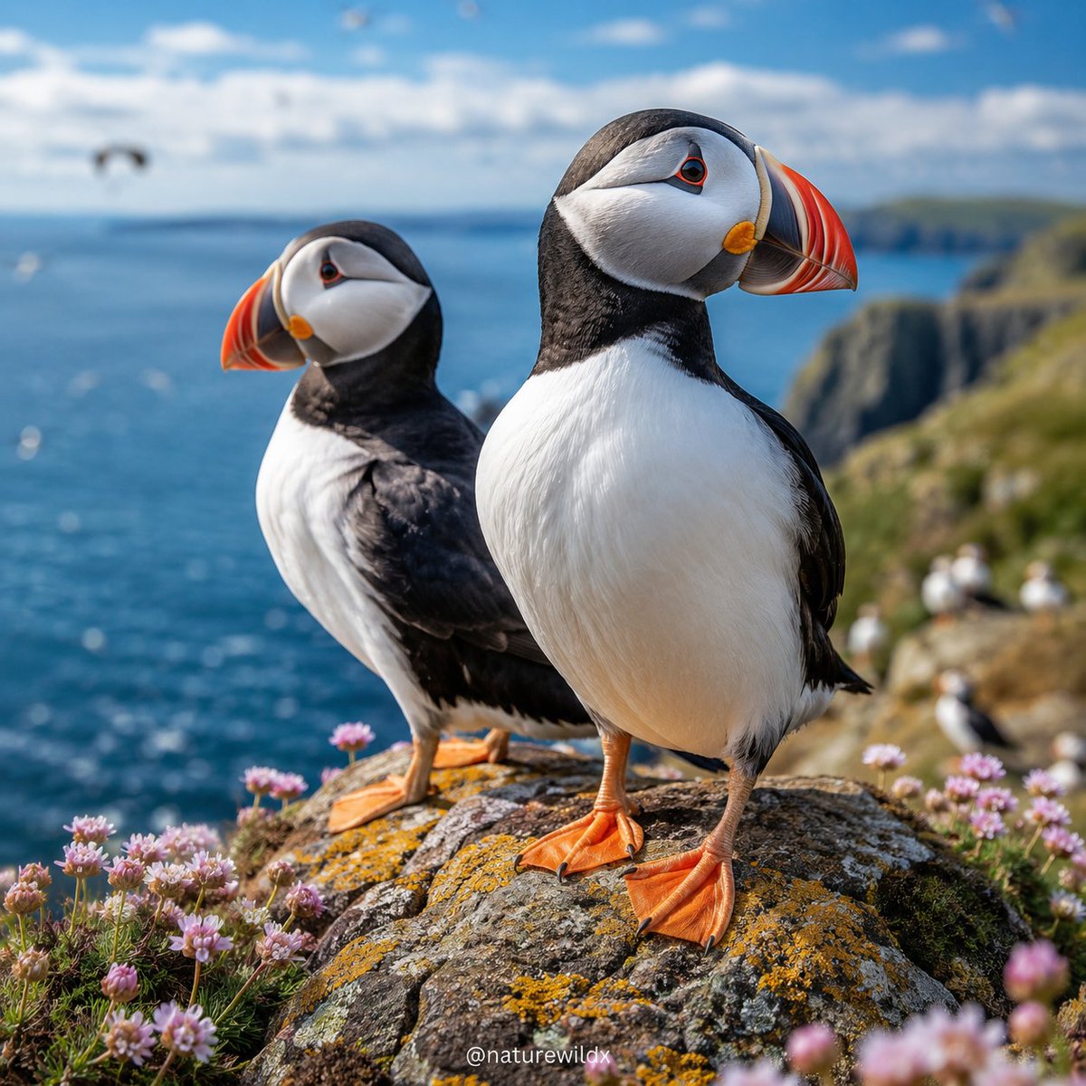 naturewildx's tweet photo. Puffins are Lifelong Partners: Atlantic puffins mate for life. They build their nests on cliff edges and return to the exact same burrow and the exact same partner year after year. https://t.co/oBbhyPz3hU