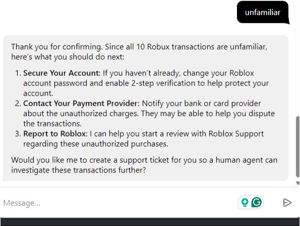 NotBunzbee's tweet photo. Dude. my account got hacked and i went to Roblox support. Their AI robot told me to contact the bank. You know how they responded to that? They deleted my account and now refuse to help me. 10 years and thousands of dollars gone because i decided to try and minimize damage as a victim of fraud.
