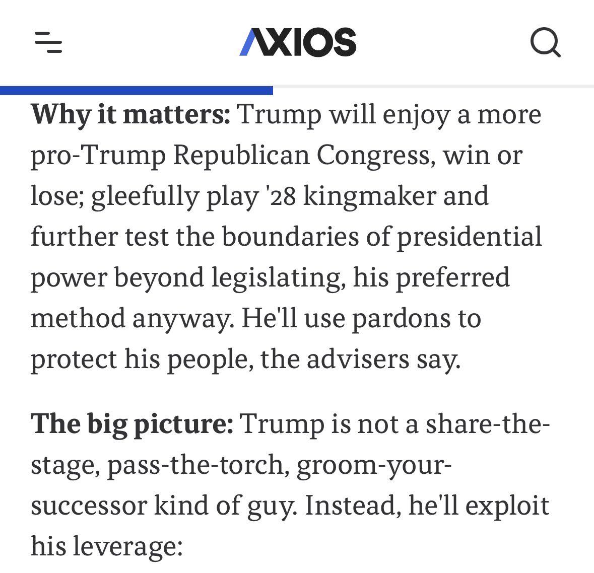 Fritschner's tweet photo. This piece is such a dreadful indictment of Axios CEO Jim VandeHei (who wrote it), it’s honestly dumbfounding. He’s written some awful crap over the years but this one takes the prize. What can you even say https://t.co/vXaHk1udxv