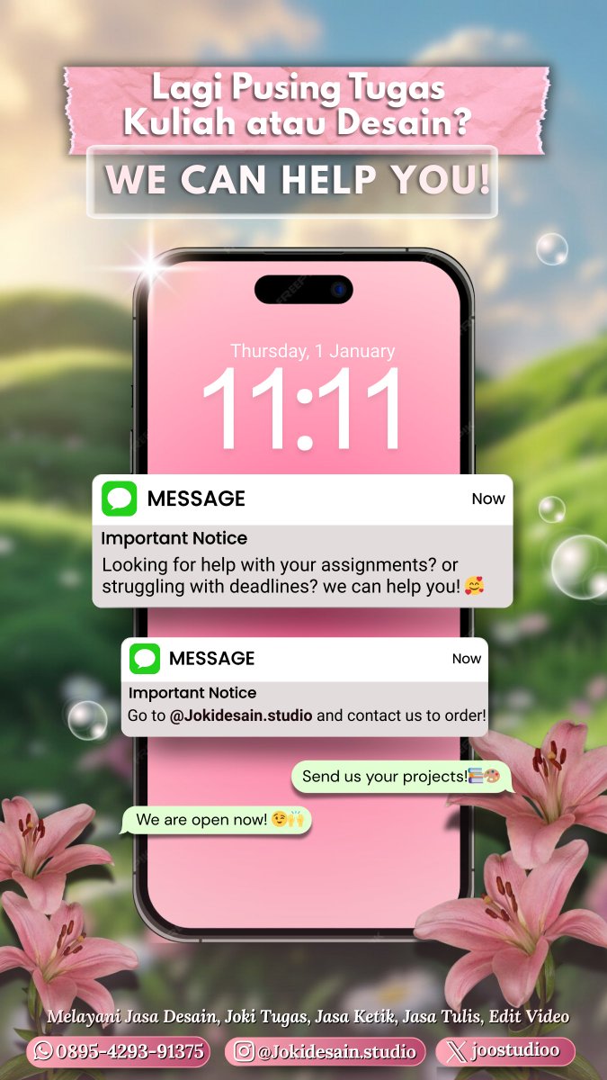 joostudioo's tweet photo. Tugas numpuk dan deadline makin mepet? relax, we can help! 🙌

melayani joki tugas, jasa desain, jasa ketik, jasa tulis, dan edit video🤩

order here👉  https://t.co/Rro1d3OThI

instagram: @jokidesain.studio
x: @joostudioo
whatsapp: 0895-4293-91375

#jokitugas #joki #jokidesain https://t.co/j7KLGcc4EV