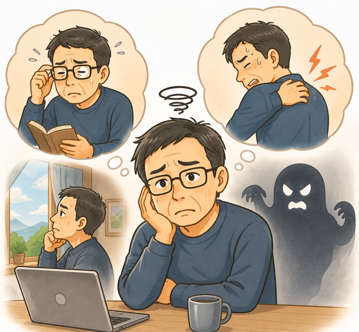 2024ganbareore's tweet photo. いよいよ５０代が近づいてきた

やや老眼👓がはじまった

周囲に聞くと次に待っているのは五十肩😱

怯えながら毎日を過ごしている😨 https://t.co/KFhh89G7h2
