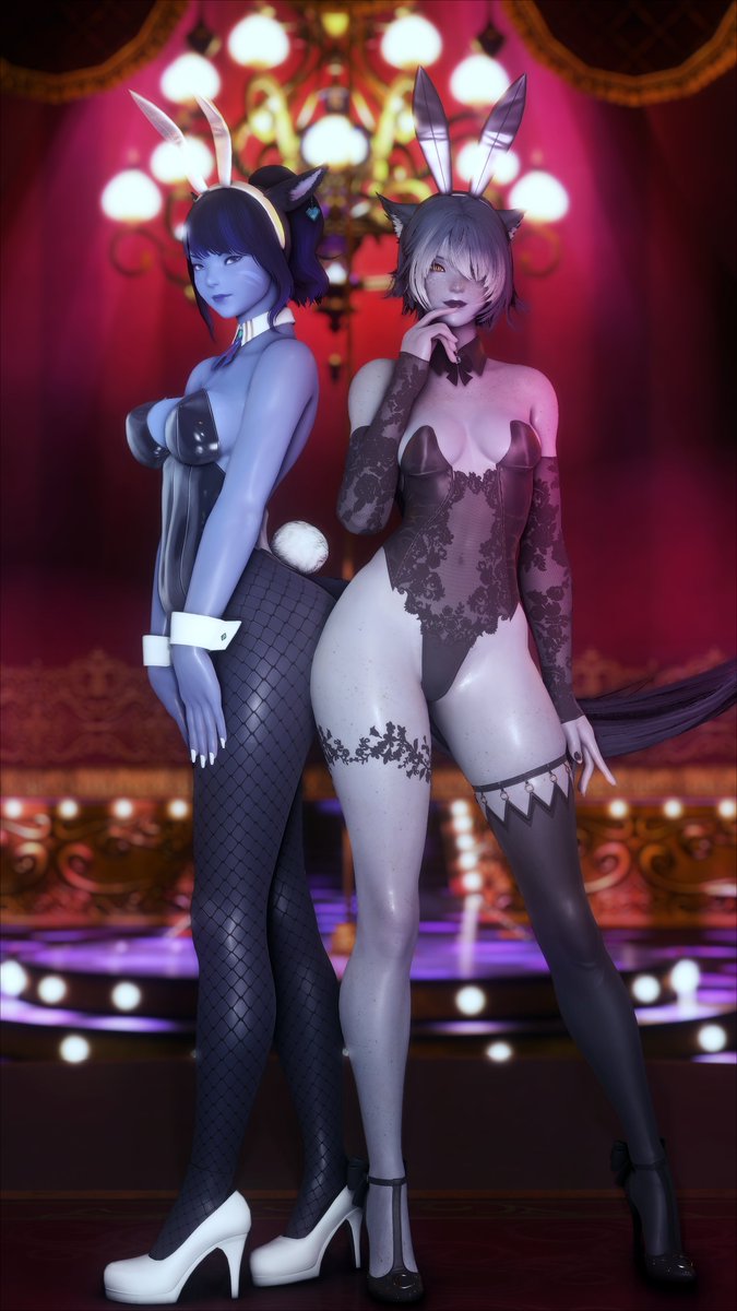 AsterXIV_NSFW's tweet photo. "There was no way I'd miss Bunny Day, so I even managed to get @GibBlueberries to join me~"  💙 https://t.co/GjYnOhCqgO