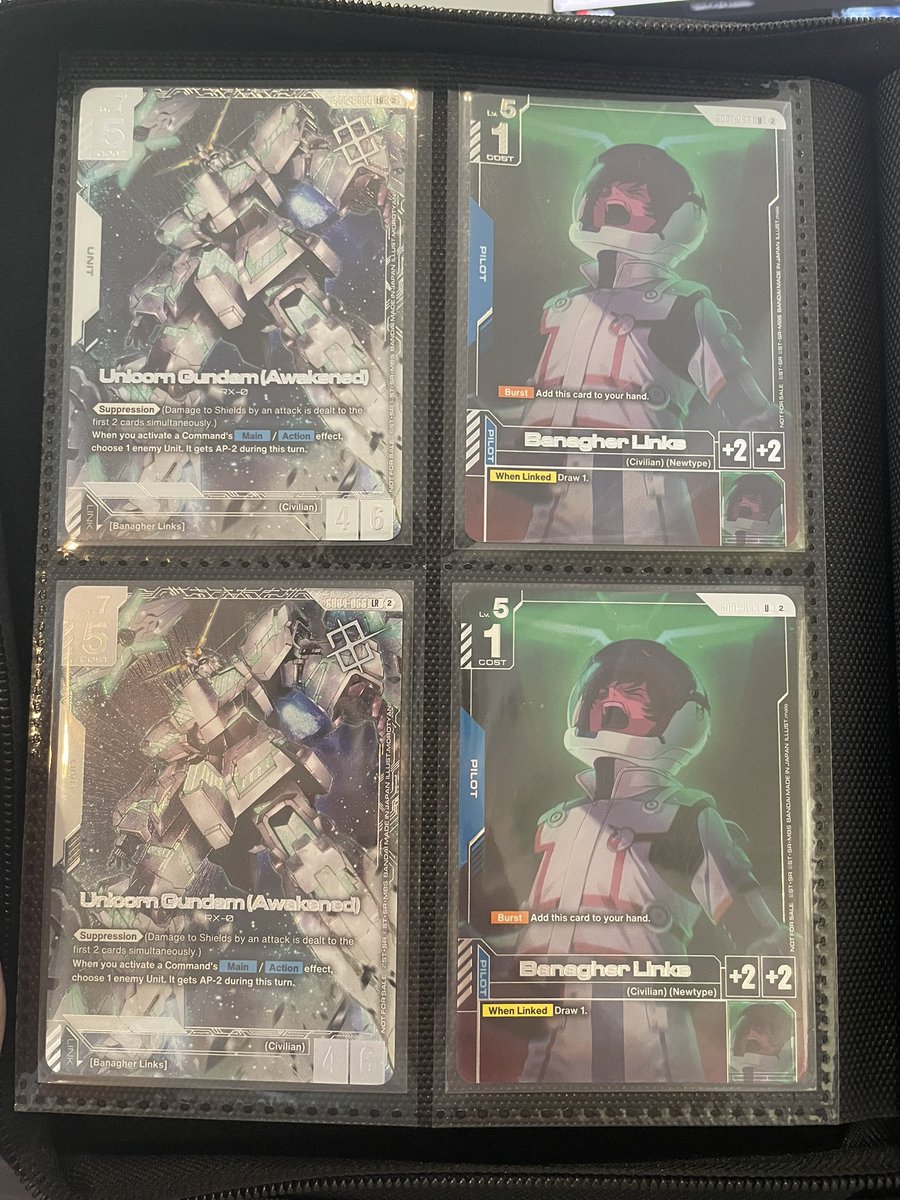Kandooki's tweet photo. Won 2 Gundam Newtypes today! 😳

First NTC: 
Round 1: B/W Strike Freedom Kira
Round 2: B/R Banshee Ping
Round 3: G/W Wing (Endless Waltz)
Round 4: G/W Wing
Round 5: B/W League Militaire Kira

Posting second NTC detail in comments.
 
#gcg #gundamcardgame https://t.co/BLzYUZl296