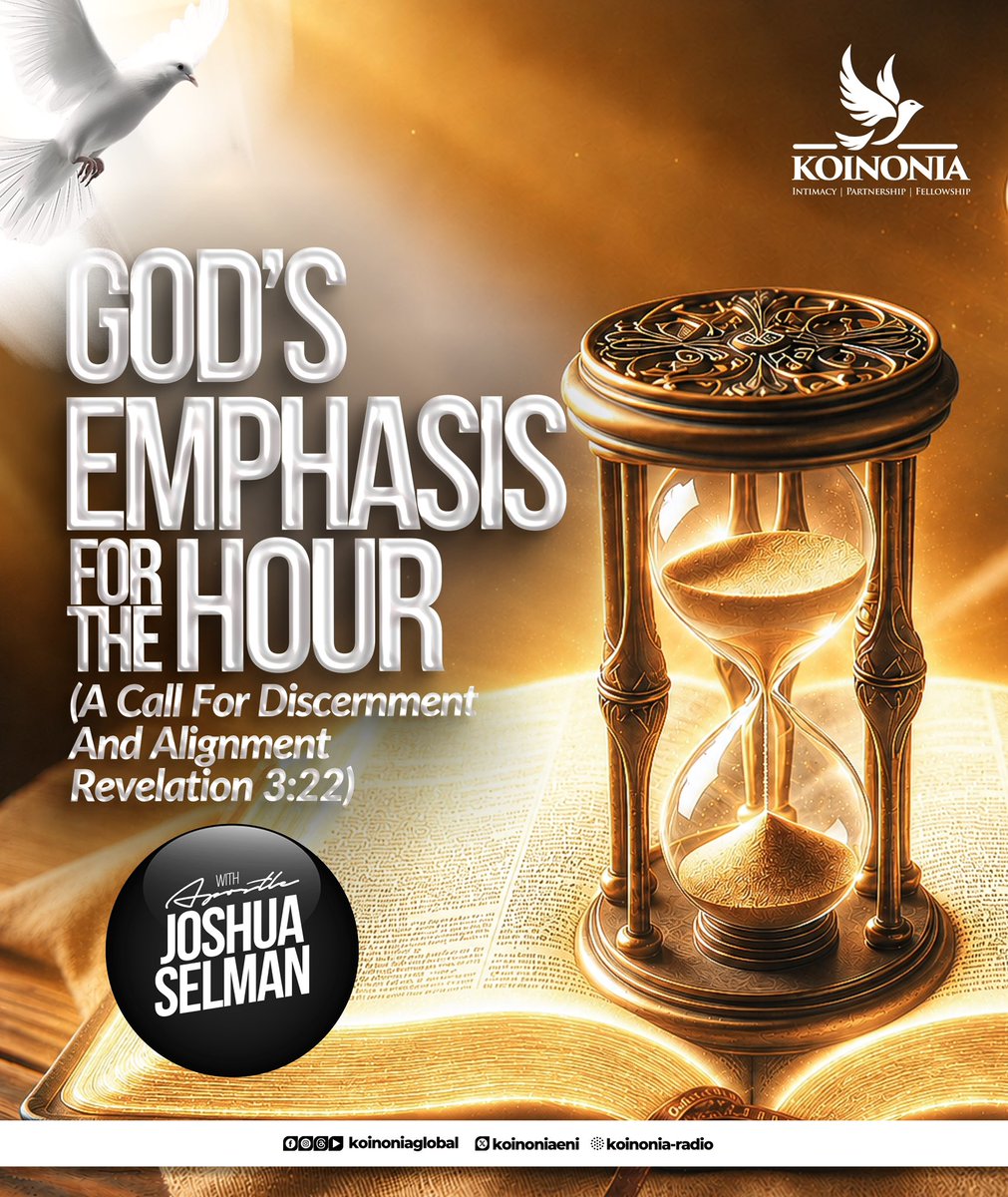 koinoniaeni's tweet photo. Dear Beloved, kindly click on the link below to download the audio message of “GOD'S EMPHASIS FOR THE HOUR (A CALL FOR DISCERNMENT AND ALIGNMENT) REVELATION 3:22” WITH APOSTLE JOSHUA SELMAN.

https://t.co/6VGFn0MiSZ

#ThislsKoinonia
#GodsEmphasisForTheHour
#ACallForDiscernmentAndAlignment
#KoinoniaAbuja
#KoinoniaGlobal