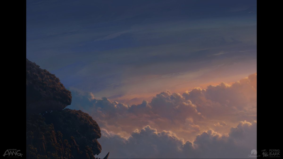 orenjikunArt's tweet photo. I got to paint clouds behind Sokka's crashout!! The colour came out so similarly in the final product, so proud of this painting! 

Layout by: @trunadraws https://t.co/gyYoVmXbQ2