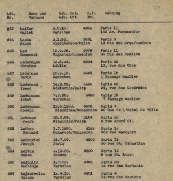 Church22669Kyle's tweet photo. 2 August 1936 | A French Jewish girl, Berthe Lederman, was born in Paris.
In August 1942 she was deported to #Auschwitz from #Drancy and murdered in a gas chamber after the selection.
Betty,6,as she was called +her family were victims of the 2 darkest pages of Paris history.
On 14/05/1941, her dad, Jacob,41 +her eldest brother, Isaac,19 showed up to what looked like an administrative summon on green stationery. The #GreenTickets Round-up: They're arrested!
In turn, Cyporja Lederman née Kon,of Kozienice,43 And her young children:Roger,4, Betty,6, Joseph,7, Suzanne,11 are sent to their deaths on 26-8-1942.None of the 7 survived.
According to the Ministry of Defense Archives, her eldest son, Icek Mejer,21 managed to 'last' to 20-1-43
The LEDERMANs had 8 kids. 2 died in infancy, incl Marie(1930-1931)
Eldest son, Icek Majer 'Isaac' LEDERMAN, born Kovienice 16-02-1922, deported 5-06-1942, perished Auschwitz 21-01-1943.
Daughter Perla (Kovienice, 1927) survived &moved to Israel with Dad Jankel, Auschwitz survivor
I can't find more details. They didn't become French citizens.
Again, it's erroneous to present Betty&her siblings as French: They were stateless.
Dad was a cobbler. Couldn't find Isaac's profession, but imagine Mum's hardships her last year, deprived of their livelihoods.
I can't find more details. They didn't become French citizens.
Again, it's erroneous to present Betty&her siblings as French: They were stateless.
Dad was a cobbler. Couldn't find Isaac's profession, but imagine Mum's hardships her last year, deprived of their livelihoods.
There's no photo of Isaac as far as I can see.
He's in Auschwitz Death Remnants Book (Ref 2917/1943) as Isaac LEDERMANN (sic), son of Jankiel & Cypra KOHN.
It's good to reunite him here, with his family. I'll let Memorial de la Shoah & Yad Vashem.
I was able to reconstitute the family via Paris Census 1931&1936 +Paris Hospital Deaths.
Isaac was definitely Betty's oldest brother. Even though Berthe was her official name, she's mentioned everywhere as Betty.
Dad Jankel&son Isaac were interned in Compiègne-Royallieu by 1941.
