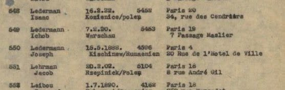 Church22669Kyle's tweet photo. 2 August 1936 | A French Jewish girl, Berthe Lederman, was born in Paris.
In August 1942 she was deported to #Auschwitz from #Drancy and murdered in a gas chamber after the selection.
Betty,6,as she was called +her family were victims of the 2 darkest pages of Paris history.
On 14/05/1941, her dad, Jacob,41 +her eldest brother, Isaac,19 showed up to what looked like an administrative summon on green stationery. The #GreenTickets Round-up: They're arrested!
In turn, Cyporja Lederman née Kon,of Kozienice,43 And her young children:Roger,4, Betty,6, Joseph,7, Suzanne,11 are sent to their deaths on 26-8-1942.None of the 7 survived.
According to the Ministry of Defense Archives, her eldest son, Icek Mejer,21 managed to 'last' to 20-1-43
The LEDERMANs had 8 kids. 2 died in infancy, incl Marie(1930-1931)
Eldest son, Icek Majer 'Isaac' LEDERMAN, born Kovienice 16-02-1922, deported 5-06-1942, perished Auschwitz 21-01-1943.
Daughter Perla (Kovienice, 1927) survived &moved to Israel with Dad Jankel, Auschwitz survivor
I can't find more details. They didn't become French citizens.
Again, it's erroneous to present Betty&her siblings as French: They were stateless.
Dad was a cobbler. Couldn't find Isaac's profession, but imagine Mum's hardships her last year, deprived of their livelihoods.
I can't find more details. They didn't become French citizens.
Again, it's erroneous to present Betty&her siblings as French: They were stateless.
Dad was a cobbler. Couldn't find Isaac's profession, but imagine Mum's hardships her last year, deprived of their livelihoods.
There's no photo of Isaac as far as I can see.
He's in Auschwitz Death Remnants Book (Ref 2917/1943) as Isaac LEDERMANN (sic), son of Jankiel & Cypra KOHN.
It's good to reunite him here, with his family. I'll let Memorial de la Shoah & Yad Vashem.
I was able to reconstitute the family via Paris Census 1931&1936 +Paris Hospital Deaths.
Isaac was definitely Betty's oldest brother. Even though Berthe was her official name, she's mentioned everywhere as Betty.
Dad Jankel&son Isaac were interned in Compiègne-Royallieu by 1941.