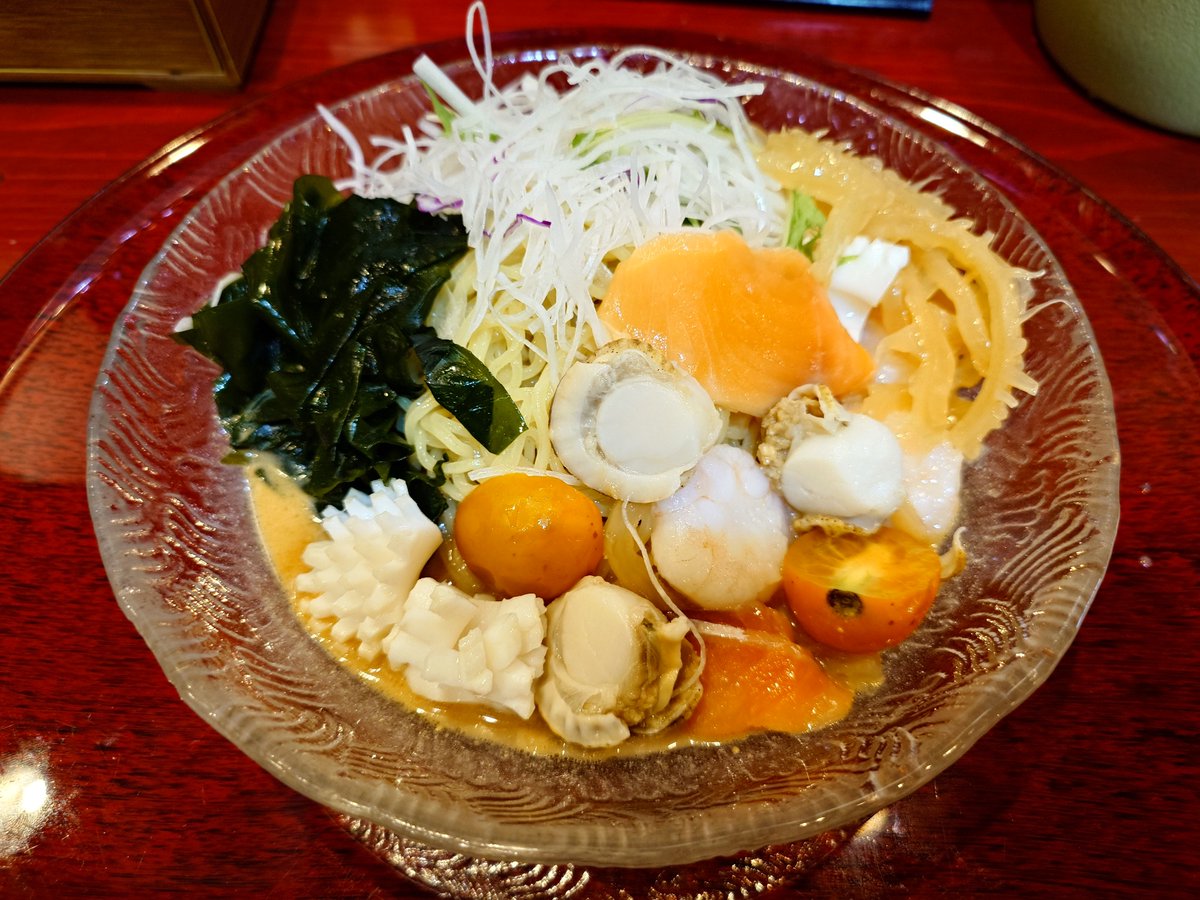 qANElNIsSnMkWib's tweet photo. 2026年8月3日

中国食彩 #龍圓
(長岡新保)

海鮮 冷やし中華(限定)     1350円

ご馳走さまでした✨

(203杯目/2026年)

#新潟 #長岡 #ランチ #ラーメン
#限定 #冷やし #中華 #定食
#麻婆麺 #五目 #酸辣湯麺
#焼きそば #醤油 #味噌 #辛旨 https://t.co/h71bdwG54k