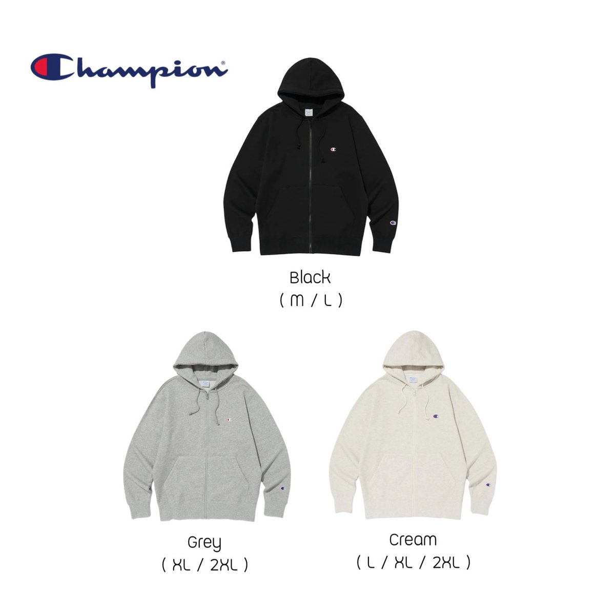jeffbstore's tweet photo. 〰️Preorder〰️
⚫️Champion C Logo Zip-up Hoodie⚫️‼️Sale60%‼️ 

💬มี 3 สี
Black
Grey
Cream
 
✖️Price : 990฿✖️

📌จ่ายตอนของมา แต่ห้ามเทน้า
📍รับจำนวนจำกัด
(รอของ6-8week) #jeffbpre 

{ สั่งจองได้ที่ฟอร์มใน reply ใต้โพสนะคะ } https://t.co/4bsmQLAE5P