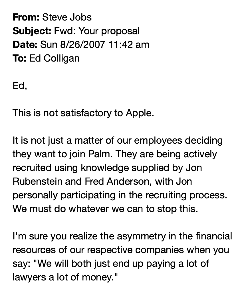 TechEmails's tweet photo. Steve Jobs emails Palm's CEO

August 26, 2007 https://t.co/6qg3UyDXpM