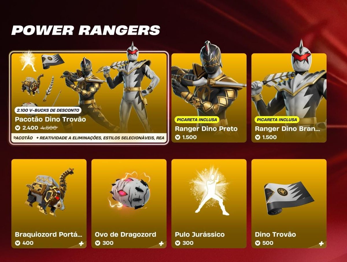 gross79863's tweet photo. Loja de itens! (02/08)

• Considere usar meu Code: Gross na loja de itens! #ad

• O pacote de Vestiário do Ache chegou na loja de itens! 

• Dino Trovão dos Power Rangers retornou pra loja! 

#Fortnite https://t.co/NTz1VWCzg9