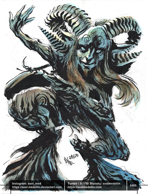 AxelMedellin's tweet photo. #dailydrawing 5493 #dibujodiario #drawingoftheday #panslabyrinth #ellaberintodelfauno #thefaun #fantasyart #fanart #watercolor #brushandink #traditionalart @RealGDT https://t.co/5baBCkLcA7
