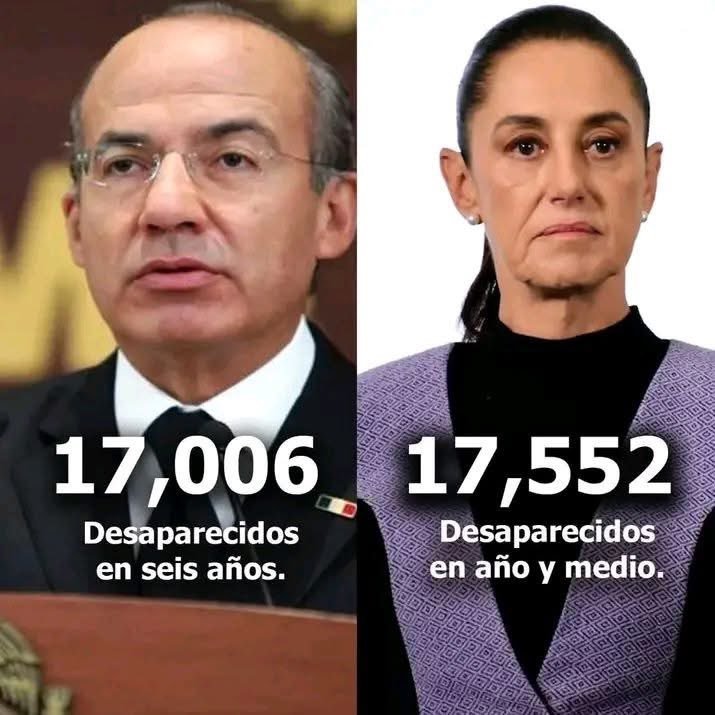 EmilioVallejoRL's tweet photo. Se estima que los cárteles necesitan hasta 400 sicarios a la semana para reponer sus 1600 bajas al mes. Julio fue parte de esta estadística.

¿Tienes hijos? Esto te importa:

La voracidad con la que desaparece gente en los sexenios de AMLO y Claudia, en contraste con la cifra del Gobiero de Calderón, nos indica que -sabiéndose impunes gracias a la estrategia de abrazos no balazos-, los cárteles desataron una auténtica carnicería reclutando jóvenes mexicanos a diestra y siniestra.

Negarse a combatir al narco fue un acto deliberado por parte de López Obrador y Sheinbaum para -entre otros fines-, proveerle al narco de carne de cañón.

Eso es un crimen de lesa humanidad por el que AMLO y Claudia deben ser enjuiciados ante la Corte Penal Internacional.