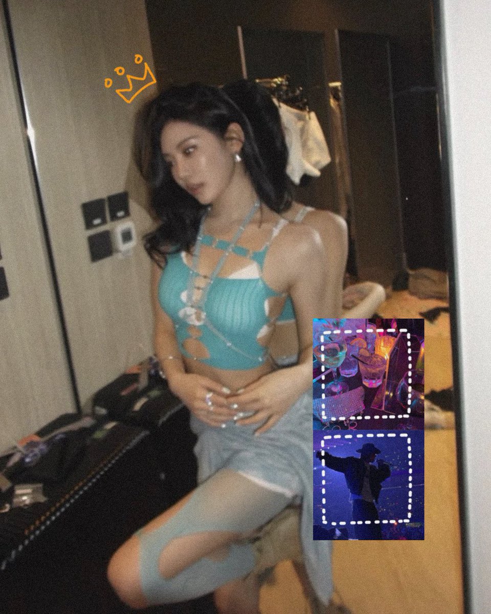 buniedoer's tweet photo. hot girls for #theclockstrikesblue D2 (yes stolen from gigi) i decided to wear blue tonight, had to take care of my girls with free drinks !! i can’t wait for blue hour’s next album. so so honored that i was able to join this event. ◝(ᵔᗜᵔ)◜ https://t.co/aSpfleSWJk