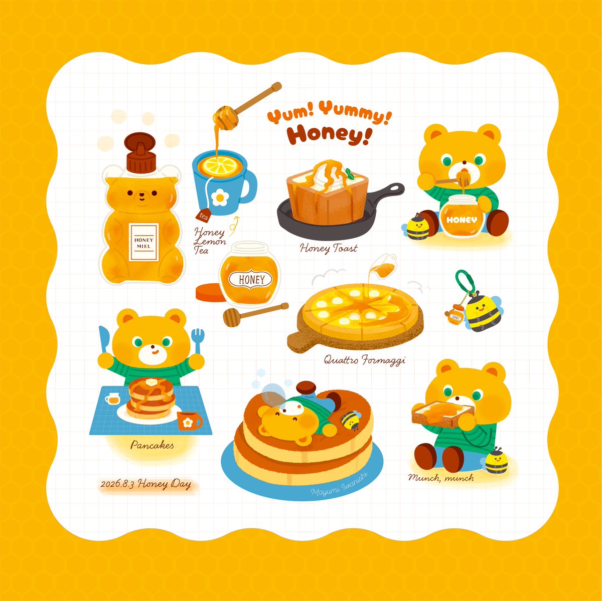 gancolozy's tweet photo. I love honey💛😋
🍯🐝🧸🍋🥞
#はちみつの日 #Honeyday
#イラスト #illustration https://t.co/A2Uvze3igs