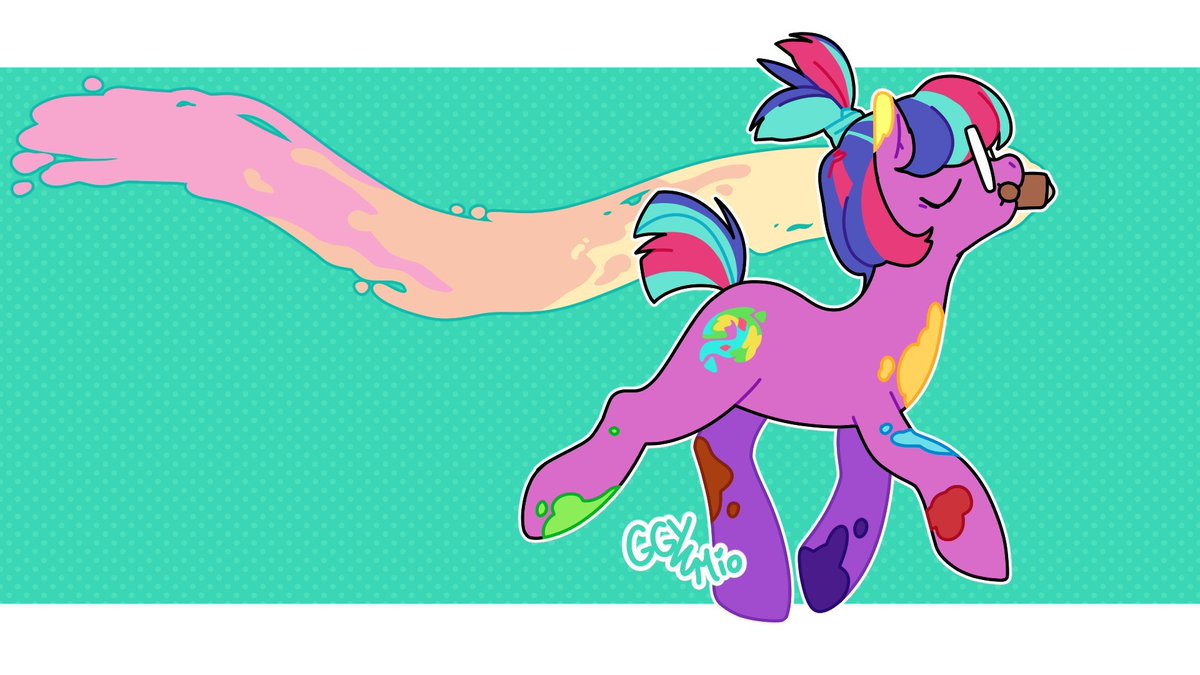 PigeonQueen007's tweet photo. @Black_Sloth_01 Here is my girl Paint Splatter ! She's an earth pony who's got a love for art, and WILL leave a mess behind every piece she makes x)  

incredible art made by

@ggyzmio https://t.co/FuhcA8G8k8