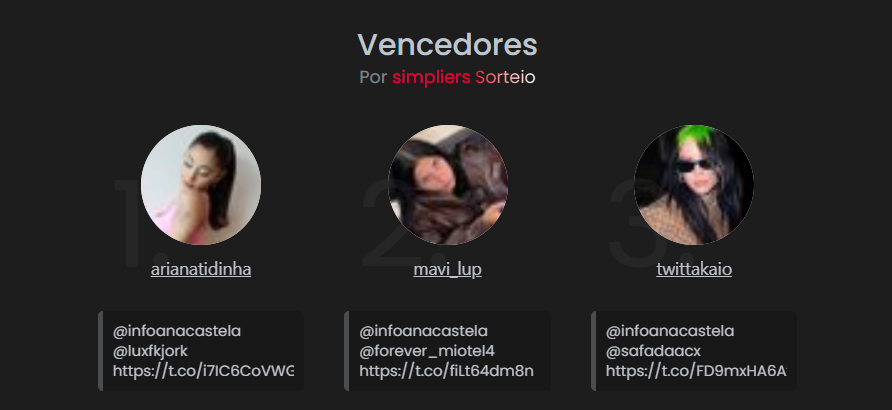 infoanacastela's tweet photo. RESULTADO DO SORTEIO!🥳
Parabéns @arianatidinha, @mavi_lup e @twittakaio!  
Entraremos em contato com os vencedores em breve. https://t.co/9DzdbCn6d1