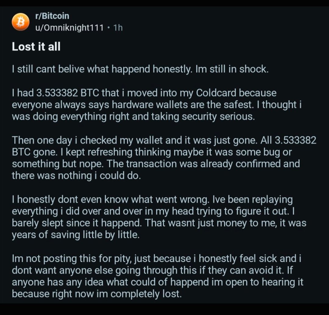litonhm_eth's tweet photo. You maybe saw a lots of post on your timeline after @COLDCARDwallet exploit.

Before that people think our fund in safe atlst on Cold wallet

But it’s not

Actually Crypto is never 100% safe anywhere. 

As many newbie think top CEX like Binance Bybit are the safest 

But it’s not

They can anytime block your Withdrawal 

So what to do now?

divide your font across CEX DEFI Hot Wallet Cold Wallet

So if any of them lost you can restart Again