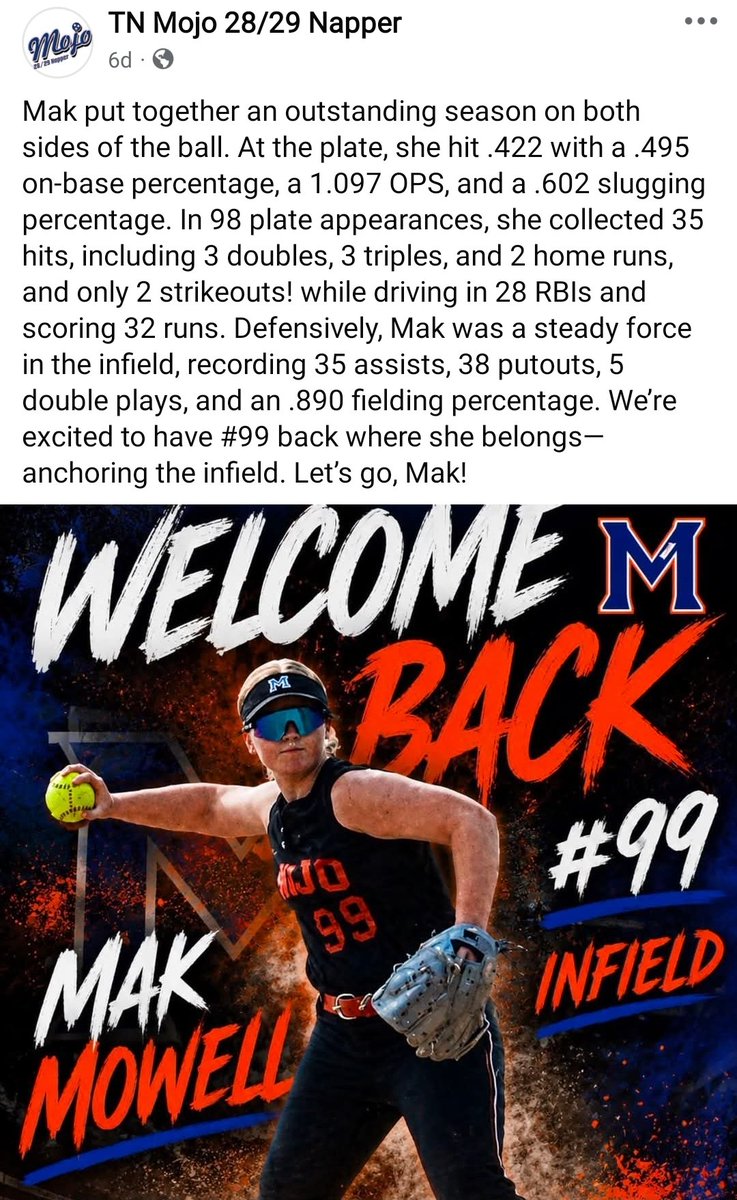 mak202999's tweet photo. Looking forward to building an even stronger game and team for the 2026-27 season. We have a few great additions joining us that we are really excited for!! Let's Gooooo!!!!
@TNmojoNapper @60formeLYJ @ExtraInningSB  @gatorjack72 @LineDsoftball @MaxPreps @PrepSoftball @Softball_Home @TopPreps @DiamondAddicts @SoftbalAmerica @Get2CollegAth @CoastRecruits @EastonFastpitch @EvoShield @newbalance @RecruitMatador @NextPitch_SB  @PrepSoftball @rsmidwest @SoftballDown @IHartFastpitch @HS_Next_Stop @NCAASoftball @p1_graphics @TopPreps @gobigrecruiting @SBRRetweets @tagupSoftball @softballhype