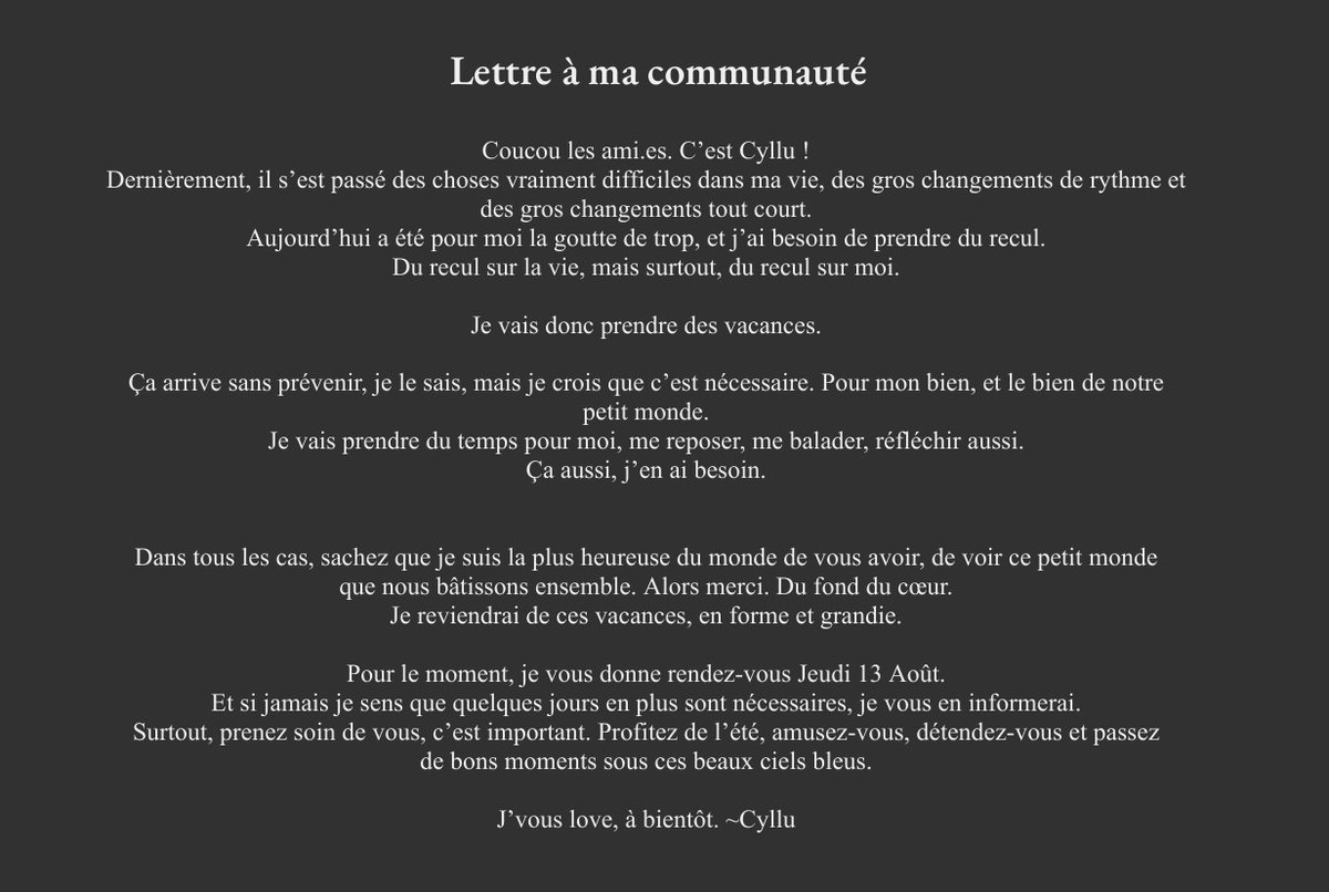 CylluVT's tweet photo. Coucou ici ❤️ 
J'ai quelques mots importants à vous transmettre.
J'vous love ❤️ https://t.co/fCUJIkm7rI