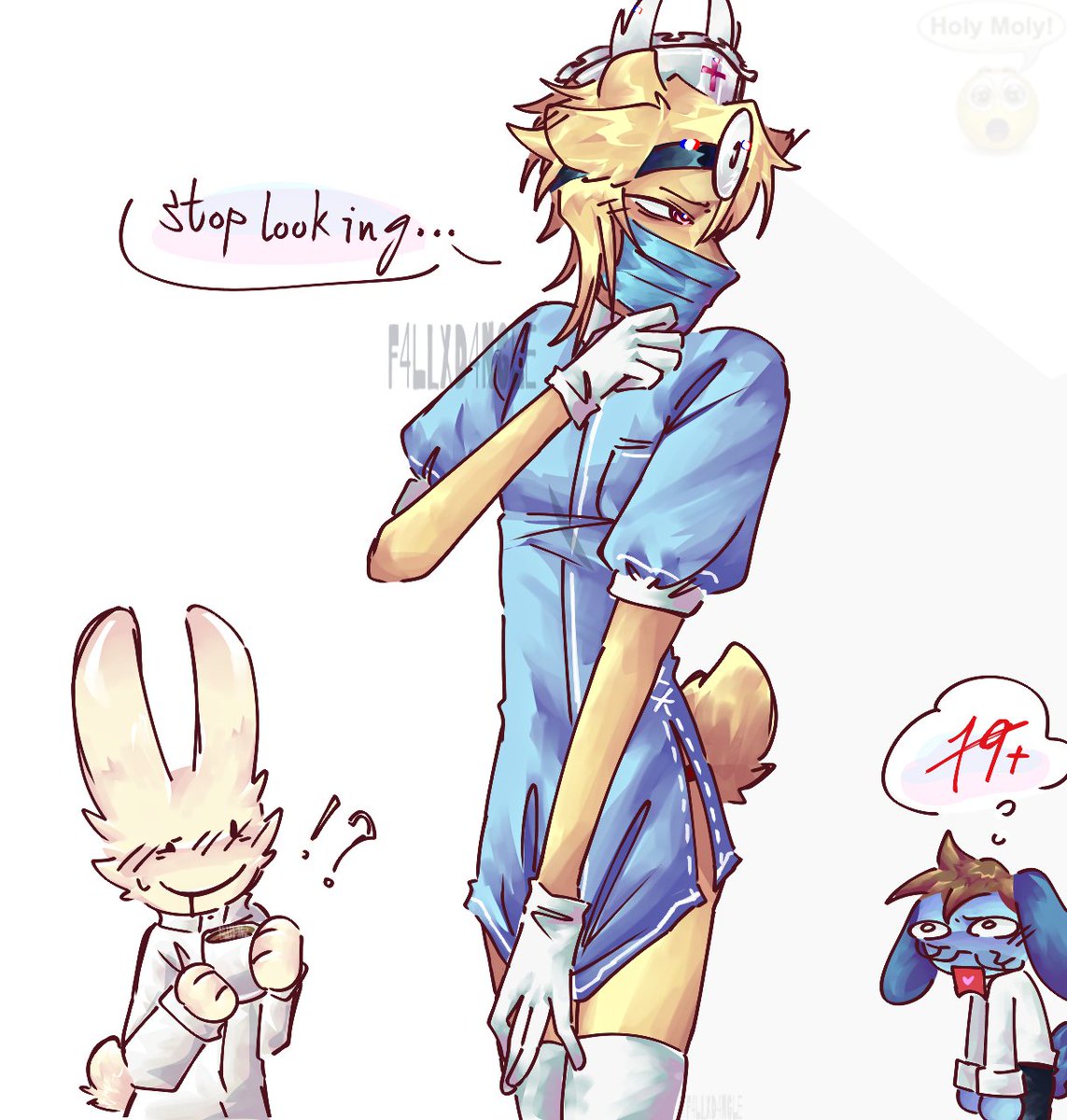 f4llxd4ngle's tweet photo. Bottom Harlow 👀👀
(I don't really like how I draw intern he's too furry💔..) 

#animalhospital #intern #drharlow #healtybunny #ronlow https://t.co/PgKzFbkEDq