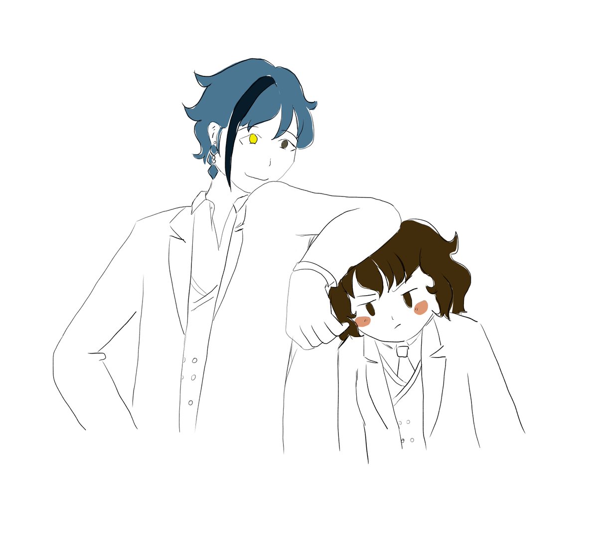 Bokuakagatitos's tweet photo. Just a doodle of my yuusona being gay for Floyd ✌️
Be nice to him, he's 3 apples tall https://t.co/Dh1PYnSqls