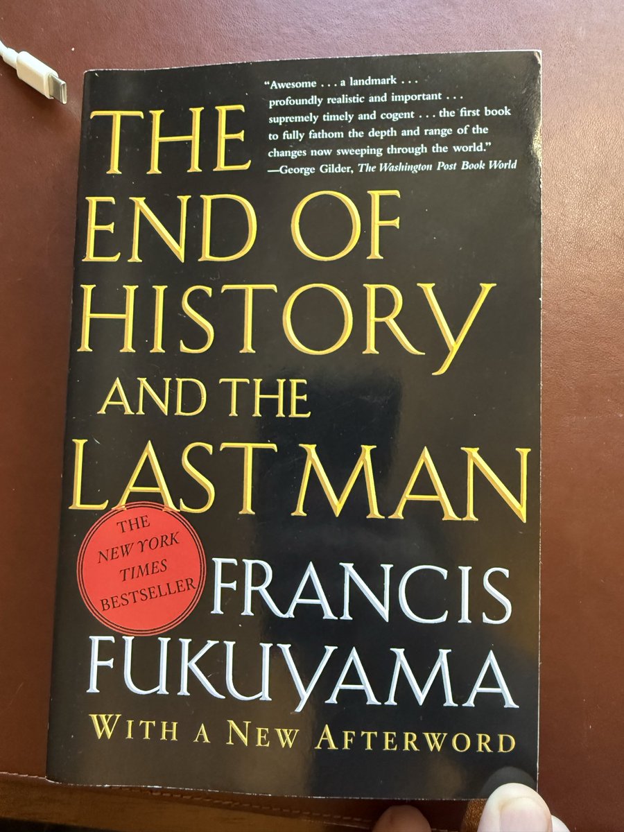 JamesDiddams's tweet photo. I can’t believe how misled I was about @FukuyamaFrancis’s “End of History” thesis. The whole last 1/3 is him ruminating on whether liberal democracy can sustain the thumos needed to defend democracy and make life worth living. Not a smug treatise about how liberalism won forever. https://t.co/U9ibaOcQXu