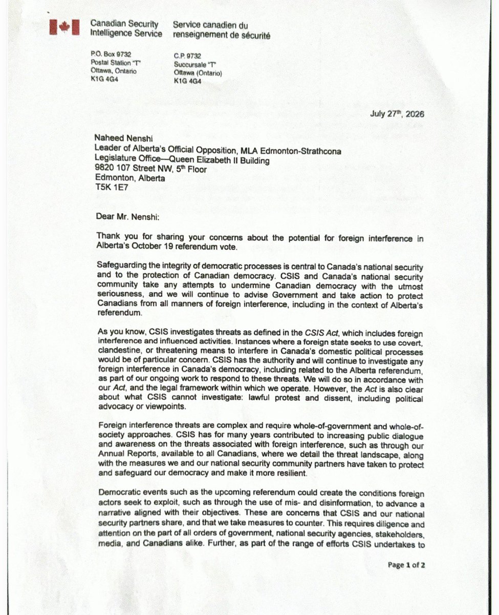 nenshi's tweet photo. Update: Here is the full letter. In an attempt to highlight a certain section, it appeared as redacted. https://t.co/lE6clkIdf8