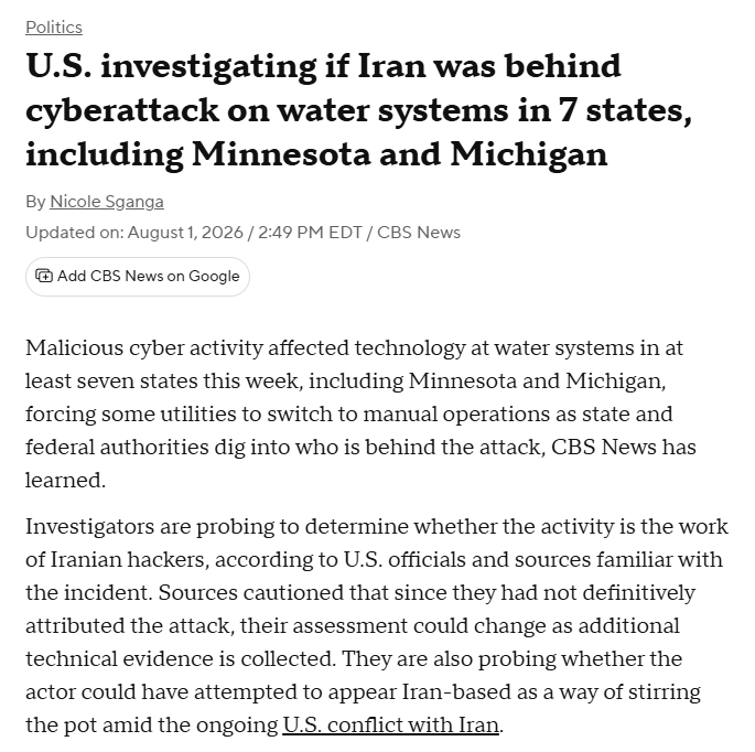 jpbizmodel's tweet photo. Interesting news. Water and wastewater utilities in the US need to be run manually for a week due to hackers infiltrating 'programmable logic controllers' (PLCs). $6652.T IDEC is a ��🇵 leader in PLCs. Major security upgrades likely needed in the coming years. https://t.co/Dow7nnymdp