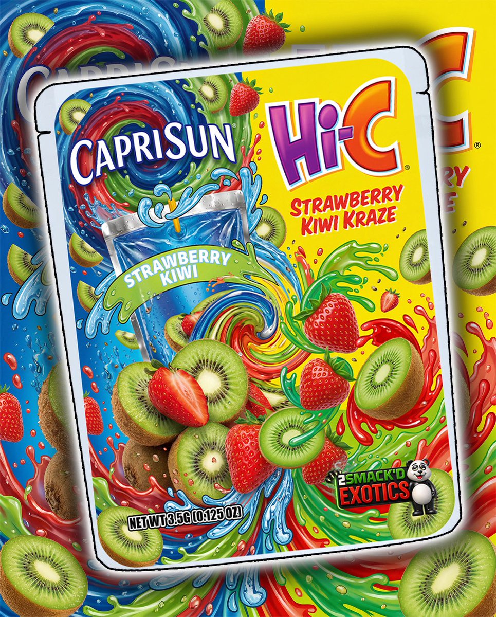 2smackdExotics's tweet photo. 🥝🍓 Capri Sun Hi-C &amp; Strawberry Kiwi Kraze 
Sweet strawberries meet juicy kiwi for a bold, fruit-packed flavor that’s bursting with every hit. This Terp Collection drop brings nostalgic vibes with a fresh @2smackdexotics twist. One taste, and you’ll know why everyone’s talking. https://t.co/eEDZYVbuU5