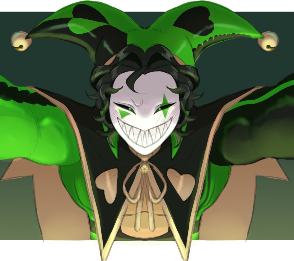 moRu_tt's tweet photo. #TheFreakCircus #tfcfanart #TheFreakCircusHarlequin #Harlequin 

✋🫥🤚💚 https://t.co/pK8boVVQdm