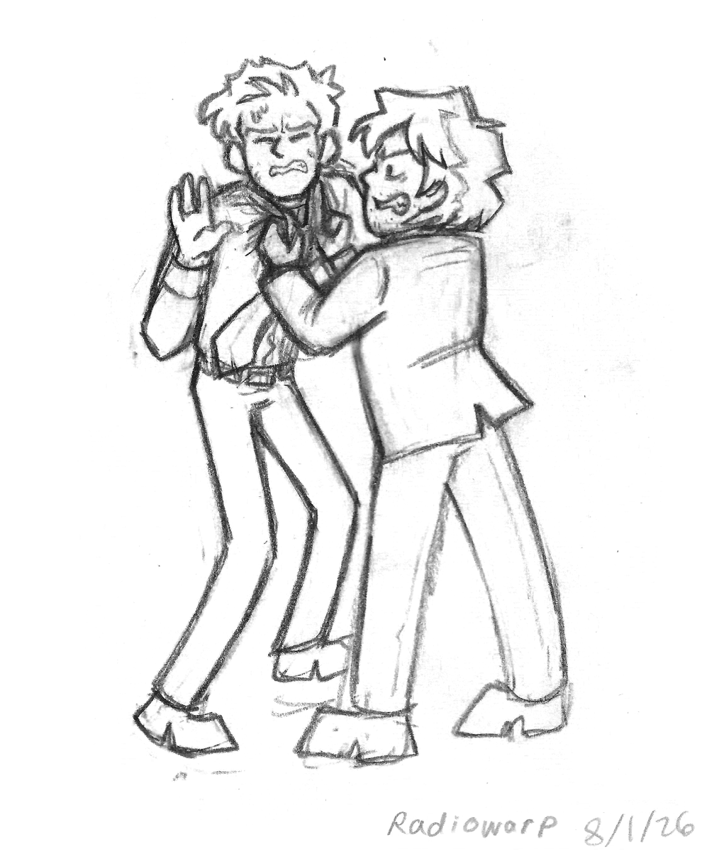 radiowarp0's tweet photo. trying to figure out this pose for the "confrontation" scene - todd has at least 6 inches on atticus, but i still want todd to look like a little bitch who could actually get his shit rocked by atticus lol https://t.co/FXek5Totoh