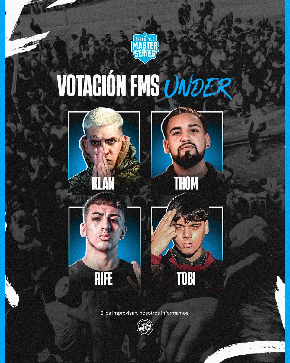 InfoFreestyle2's tweet photo. ¡El CUPO a FMS ARGENTINA 🇦🇷! 🗳️

El día de hoy se realizó la FMS Under y los finalistas fueron:

- KLAN
- THOM
- RIFE
- TOBI

El ganador de las votaciones estará en la próxima temporada de la liga. 👀

Deja en comentarios a quien vas a votar. 🔽

#FMSArgentina 🇦🇷 https://t.co/ba3AoNL5an