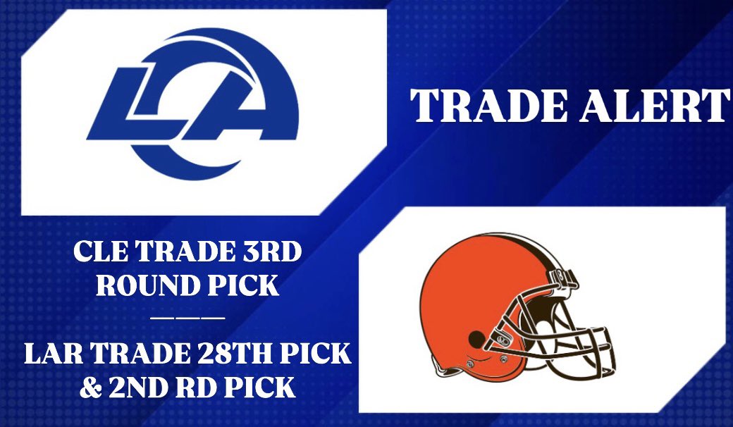 nationalpfl's tweet photo. BREAKING: Cleveland Browns trade PICK 3 to Los Angeles Rams for PICK 28 and RD 2 LAR PICK. #PFLDraft https://t.co/zGppMM51UL