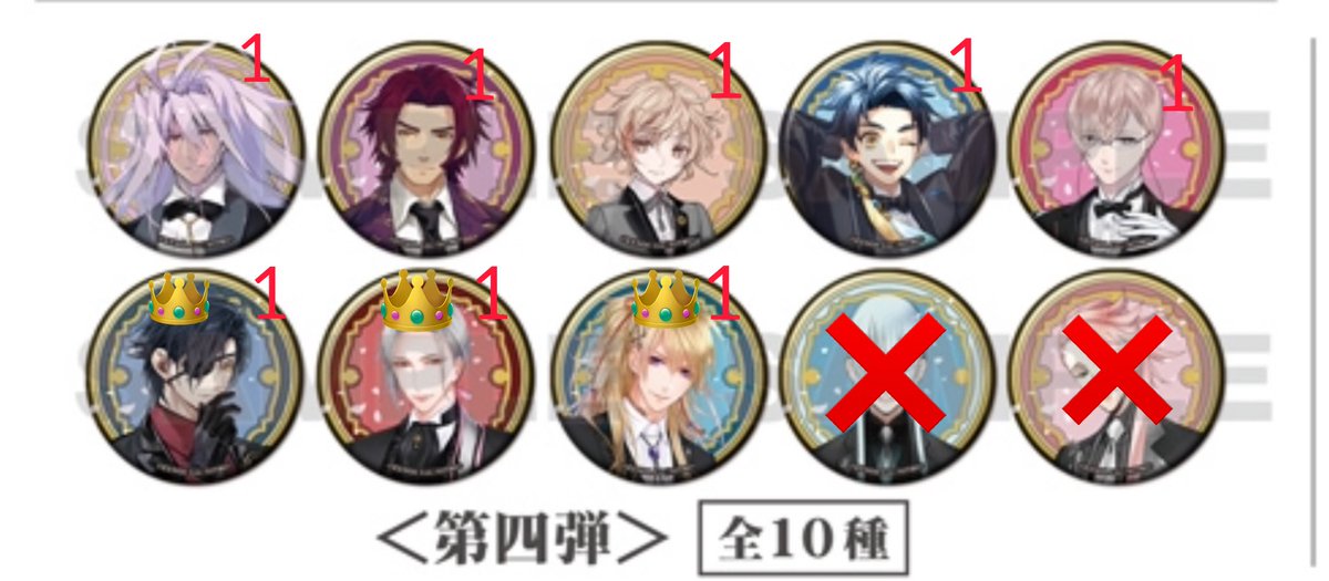 8dj4d's tweet photo. 【交換】刀剣乱舞 STORE 缶バッジコレクション 祝装 とうらぶストア

【譲】
画像参照

【求】
👑加州×∞＞＞小夜、安定、京極、孫六

👑⇔👑のみ
郵送のみ
加州に限りご不快でなければこちら複数提供可

検索からもお気軽にお声掛けください。 https://t.co/XZjv63W0x4