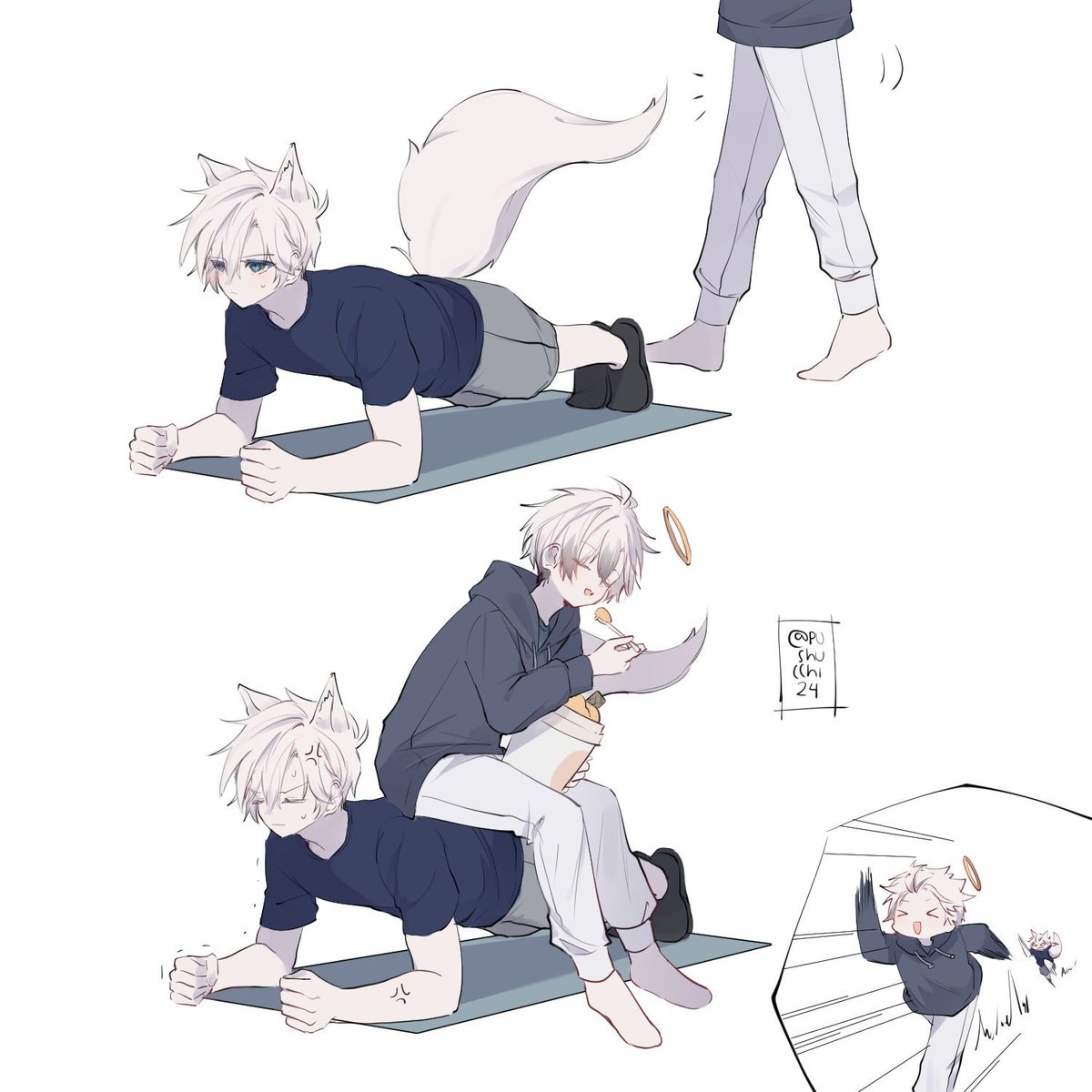 pushucchi24's tweet photo. fitness enthusiast vs junk food addict 
#Arknights https://t.co/sEHs80yXoD