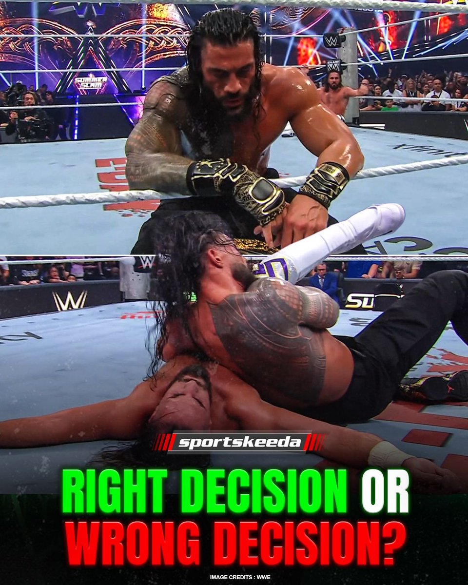 SKWrestling_'s tweet photo. Thoughts on Roman Reigns retaining the World Title over Seth Rollins?
#SummerSlam https://t.co/vulTvWYzEb