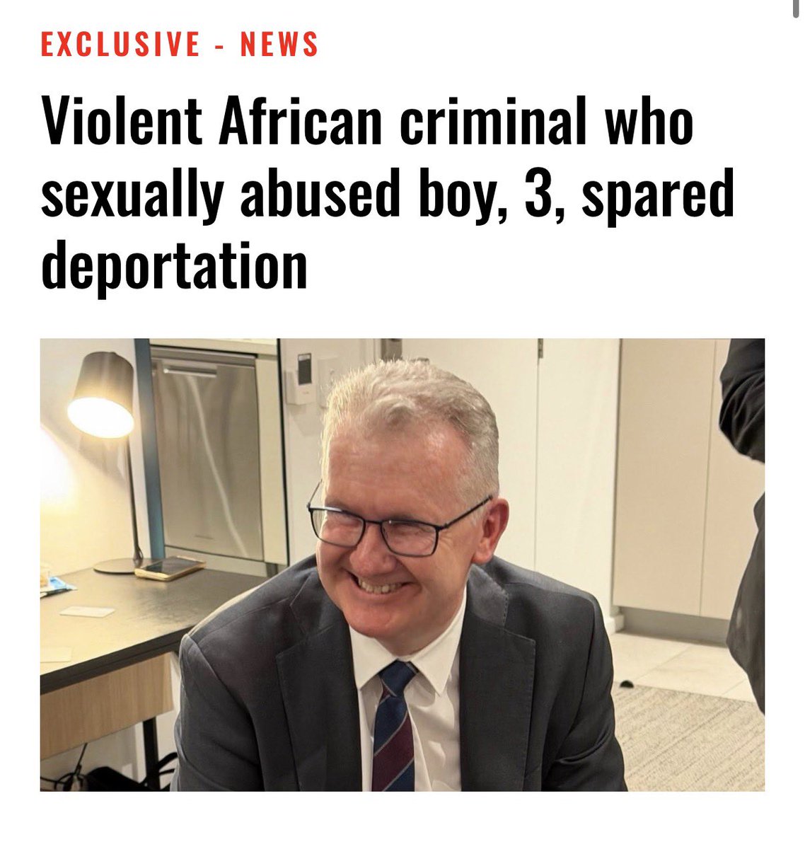 TruthFairy131's tweet photo. An African immigrant who sexually abused a 3 year old boy has been allowed to stay in Australia because he would face "significant hardship" if deported to Zambia.

WE DON’T CARE about his hardship 😡

The safety & security of AUSTRALIAN children must be prioritised before the ‘hardship’ of foreign criminals.

A tribunal restored his visa using a direction maintained by immigration minister Tony Burke.

By remaining silent, YOU are allowing this.

Aussie kids are NOT safe in their own homeland because of 3rd world immigration & multiculturalism 🤨