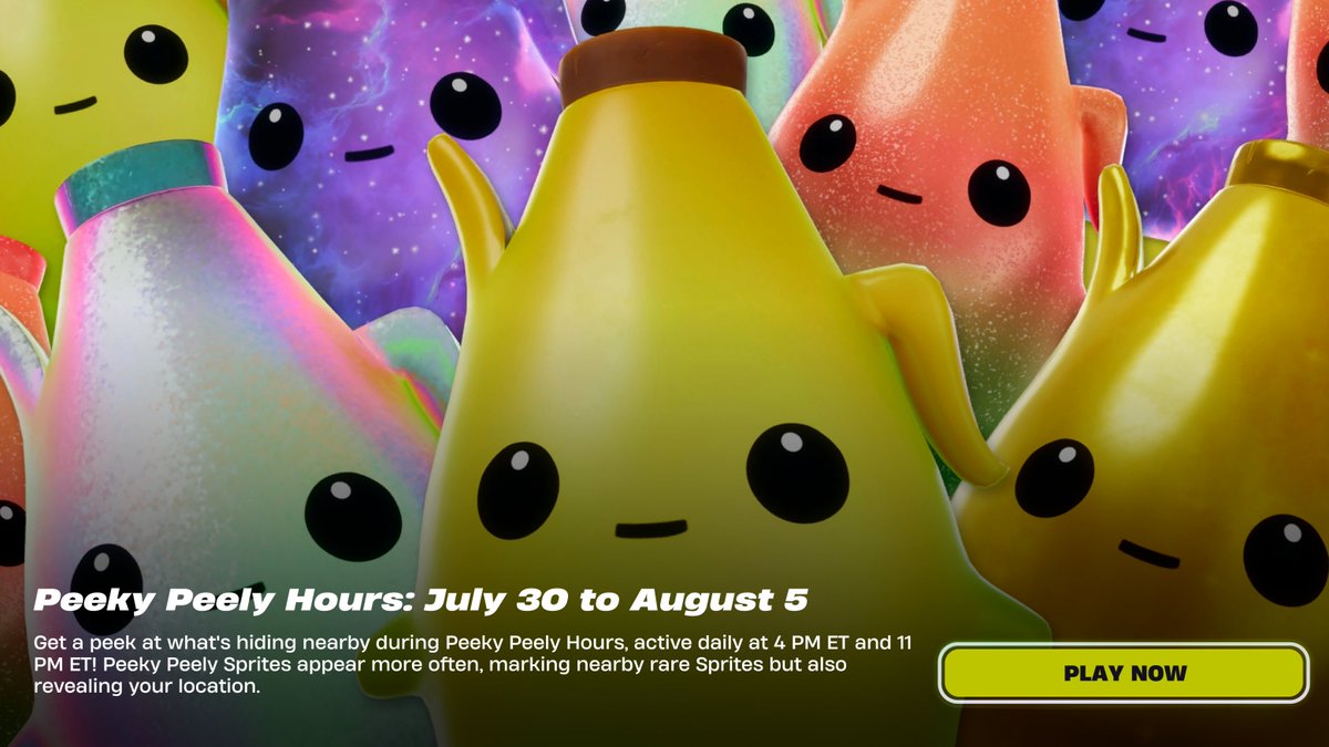 codeMidnitefn's tweet photo. DON'T FORGET ABOUT PEELY HOUR‼️👇
• July 30th to August 5th (active daily)
• 4PM ET and 11PM ET
• Peelys appear more often🔥
Consider using code midnitefn in the fortnite item shop🩵 #ad #midnitefn #fortnite #fnbr
#sprites #fortnitebattleroyale #peely https://t.co/MYPCyQ4Zz5