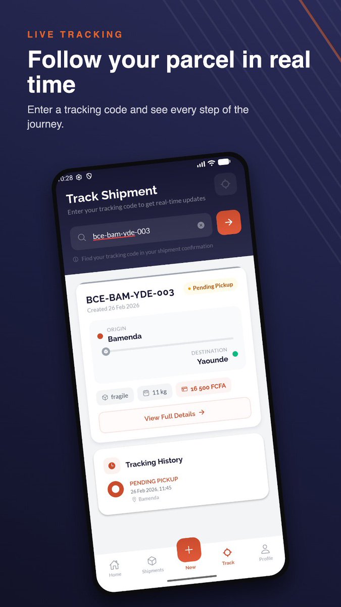 EngTerenceNF's tweet photo. Something really close to my heart we have been building at Oneservice is BringCargo 

This solution will rival any logistics company in Cameroon 🇨🇲. Send parcels 📦 and monitor your packages in real time. 

Parcels can be sent from one region, city or locality to another…/1 https://t.co/kaIDnWIdlm