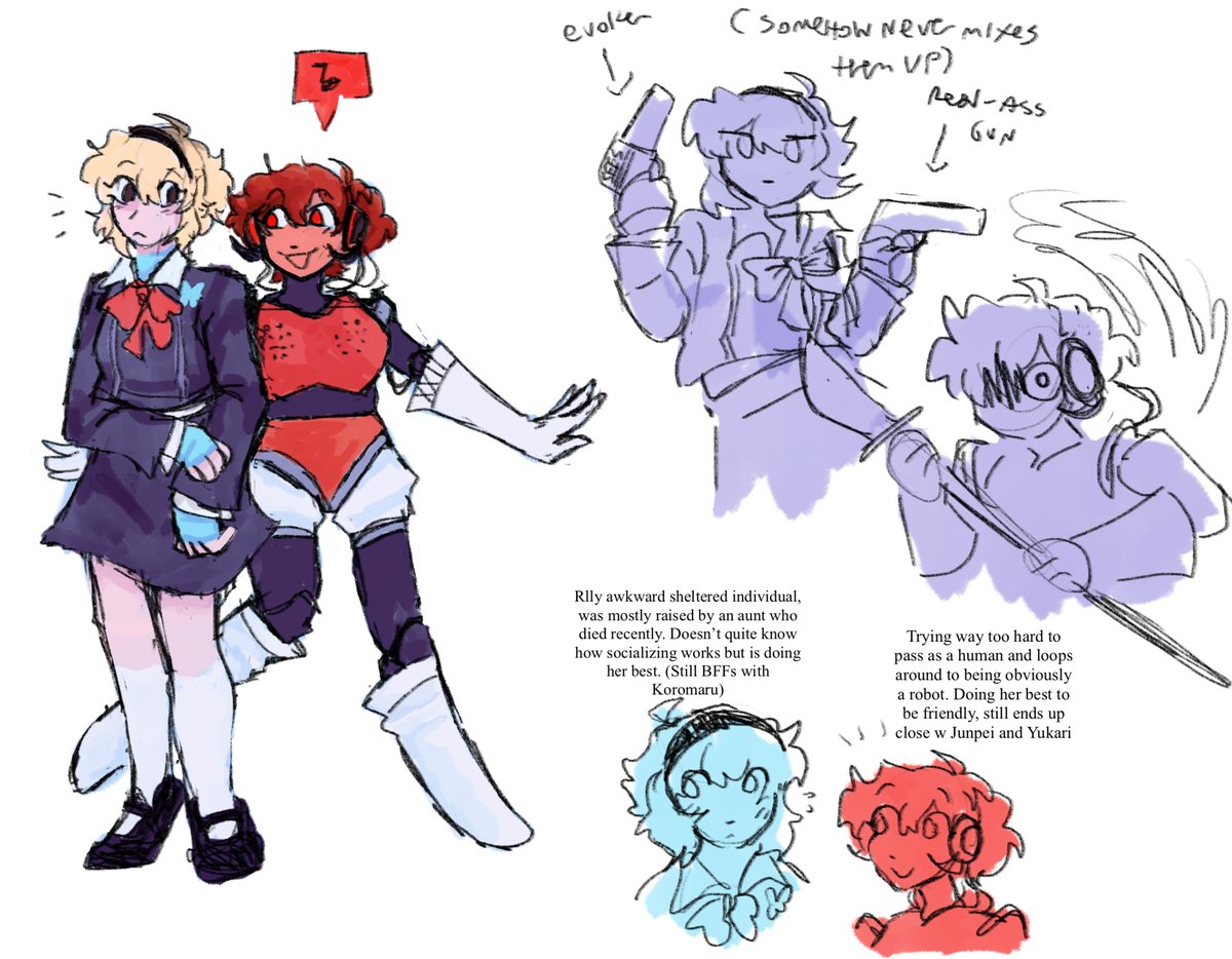 Corvidcrown666's tweet photo. That girl and her robot, but, uh…  something’s  different  here…  #hamugis #persona3 https://t.co/DKXrwiZcPL